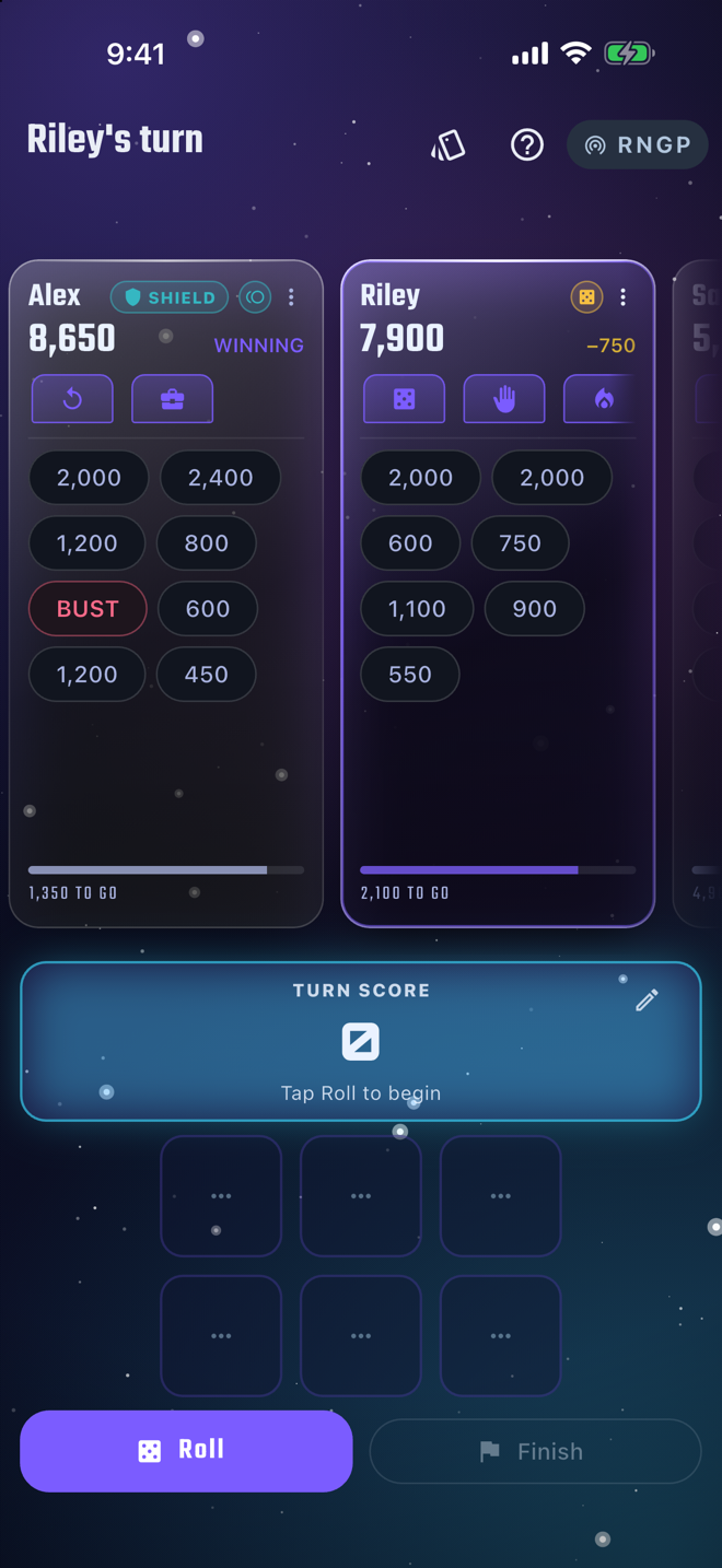 A Chaos game in the Space look — new cards in hand and their effects on the seats