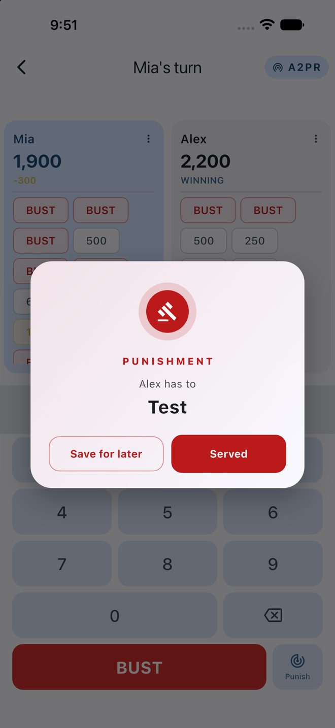 The punishment wheel result — the loser has to do a forfeit